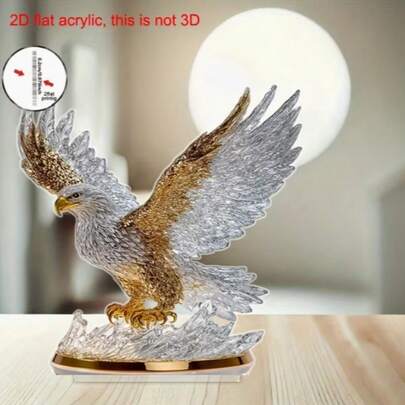2D平面亚克力材质，1件装，带翼雄鹰桌面亚克力摆件，适用于窗台及其他创意装饰，是馈赠亲友或乔迁之喜的完美之选，亦可作为2D平面圣诞装饰品。