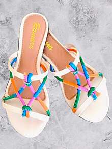 Sandália Rasteirinha Chinelo Tiras Trançadas Ramara Calçados - Multicolorido - Visão 12
