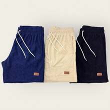 Kit 3 Bermuda Men's Mauricinho Textured Fabric Premium Shorts Casual Basic Gym Training - Màu xanh hải quân - Xem 1