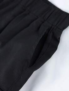 1 pièce Short décontracté ample avec poches pour garçons préadolescents, poches latérales, short cargo de sport, printemps/été/automne - Noir - Voir 6