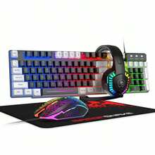 ATTACK SHARK Wired Rainbow LED Backlit Keyboard & Mouse, Headphones With Microphone, Gaming Mouse & Mouse Pad, Compatible With PC, Xbox And PS4 - View 11