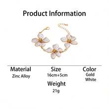 1件装 时尚经典新款夏季海滩浪漫手工油滴白色五瓣花手链（女士款） - 白色 - 查看 6