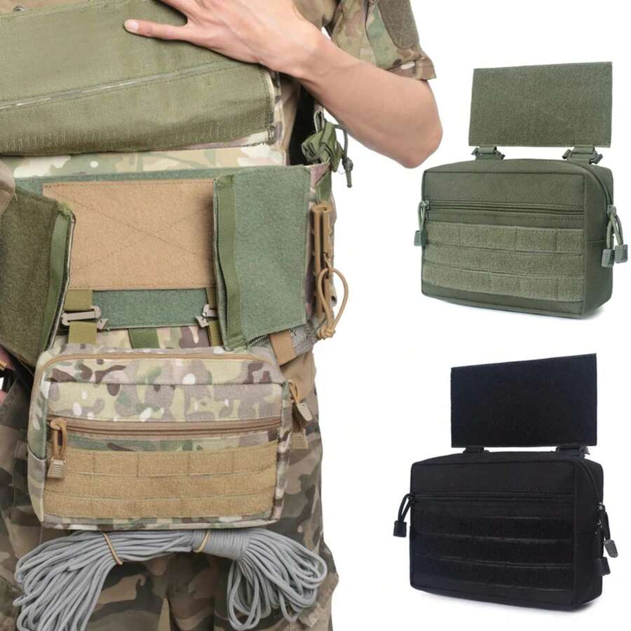 Chalecoáctico de utilidad, bolsa colgante, bolsa de caída Abdominal, riñonera para JPC/CPC/LBT/D3CR/MK3 y almacenamiento portador de 4 placas - BK - Ver 1
