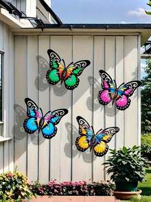 1pc/4pcs Vibrant Color Metal Butterfly Wall Art Decor, Suitable For Garden, Yard, Fence, Holidays, Parties, Gift For Friends & Family, Ideal For Butterfly Enthusiasts - A - View 1