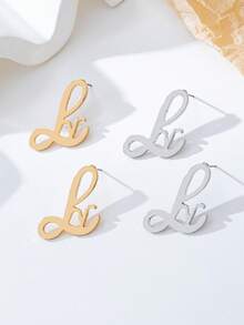1 Pair Fashion Elegant Zinc Alloy Minimalist Letter Stud Earrings, Suitable For Women's Daily Wear And Party Gifts - Letter Earrings - View 2