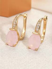 Elegant Pink Oval Pearl Earrings, Beautiful Accessory For Women's Back To School, Party, Date, Ideal Birthday Gift - Pink - View 10