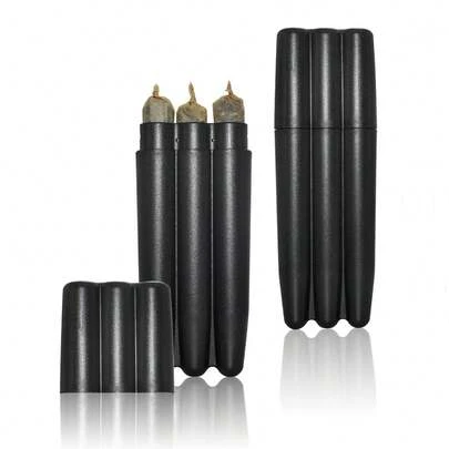 1/2 包 [三合一密封预卷烟盒] 三合一预卷烟盒 - 密封卷烟/烟卷/收纳盒，塑料吸烟配件，可容纳 3 个预卷烟卷