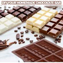 TYZ Silicone Deep Chocolate Bar Mold, Thick Square Mold For Stuffed Knafeh Pistachio Bars, Break Apart Candy Bar Molds With 100Pcs Storage Bags For Baking, DIY Dessert Making - 方形深膽鹼 - 查看 3