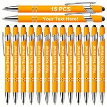 15pcs Customizable Ball Point Pens, Customized Touch Pens, Metal Printed Black Ink Pens, Lightweight & Retractable - Excellent Customized Gift Choice - Sets - View 9