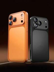 1 pezzo Custodia protettiva per fotocamera minimalista con effetto ghiaccio, trasparente e satinata, con rivestimento elettroplaccato, compatibile con iPhone 17 Pro Max/17/17Pro/16/16Pro/16promax/15/15Pro/15Promax/14/13/12/11, trasparente con pellicola per obiettivo, cover protettiva per telefono - Oro del deserto - Visualizzare 5