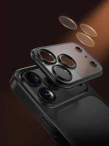 1 pezzo Custodia protettiva per fotocamera minimalista con effetto ghiaccio, trasparente e satinata, con rivestimento elettroplaccato, compatibile con iPhone 17 Pro Max/17/17Pro/16/16Pro/16promax/15/15Pro/15Promax/14/13/12/11, trasparente con pellicola per obiettivo, cover protettiva per telefono - Oro del deserto - Visualizzare 7