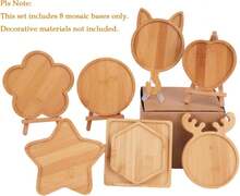 CHICSHIS 8 Pack Large Wood Mosaic Bases For Glass Tile Crafts, Smooth Blank Wooden Mosaic Surfaces For Handmade Art Glass Projects, Bamboo Substrates For DIY Coasters In Assorted Shapes - Màu B - Xem 2