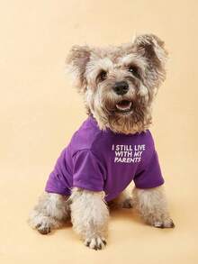 1pc Lightweight Pet T-Shirt, Letter & Graphic Print, Round Neck Design, Suitable For Small Dogs & Cats, Spring/Summer/Autumn - Baby Blue - View 18