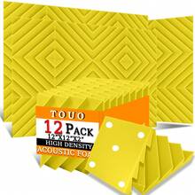 TOUO吸音海绵 6-48片装 高密度吸音墙板 菱形槽海绵 音乐工作室声学处理 - Diamond groove - 查看 32
