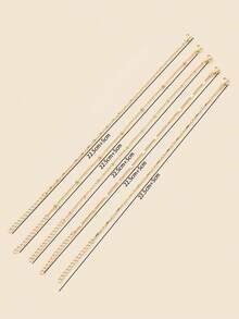 1 Set/5pcs Fashionable Minimalist Metal Stackable Anklet Set, Women Beach Holiday Party Jewelry Gift [Bead Chain Length Varies, Not By Bead Count] - Yellow Gold - View 3