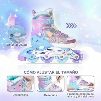 Patines En Línea Para Niñas, Patines Ajustables Con Forma De