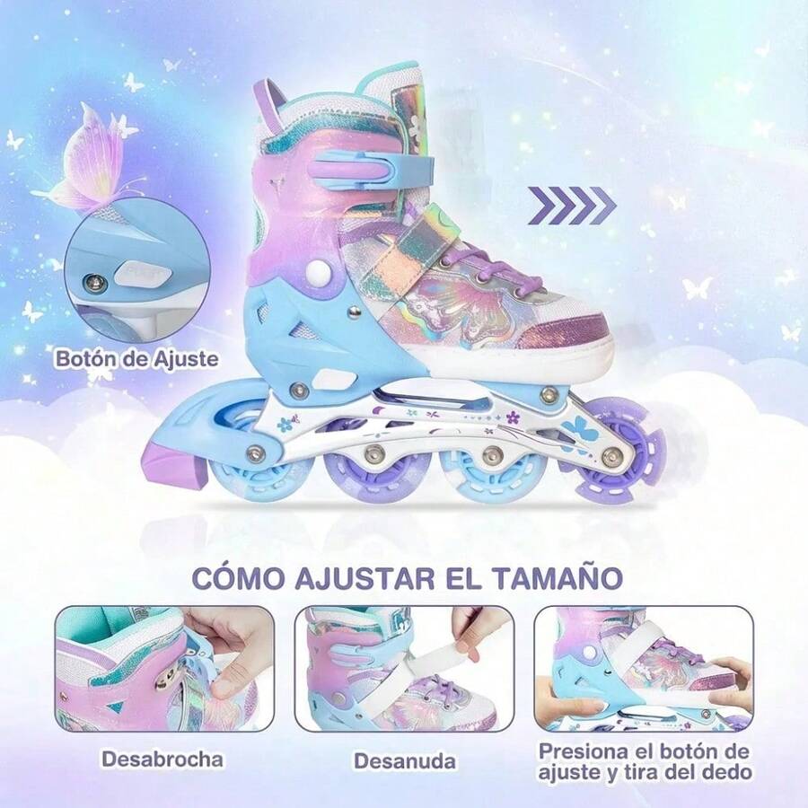 Patines En Línea Para Niñas, Patines Ajustables Con Forma De - Violeta - Ver 1