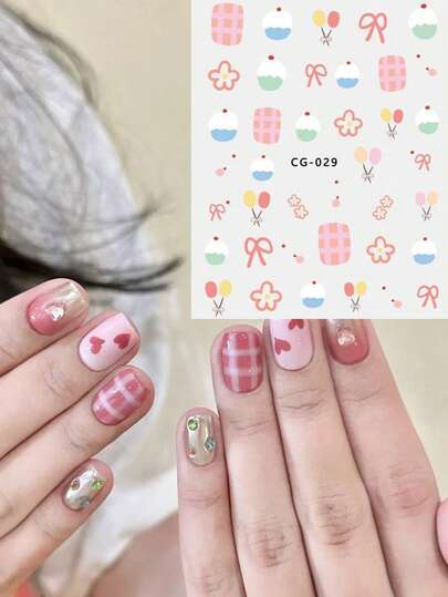 卡通趣味美甲贴纸，浮雕美甲贴纸，女士自粘美甲贴纸，5D浮雕效果，可爱有趣，精致主题，轻松DIY美甲装饰，节日礼物，派对风格贴纸，水杯手机装饰贴纸