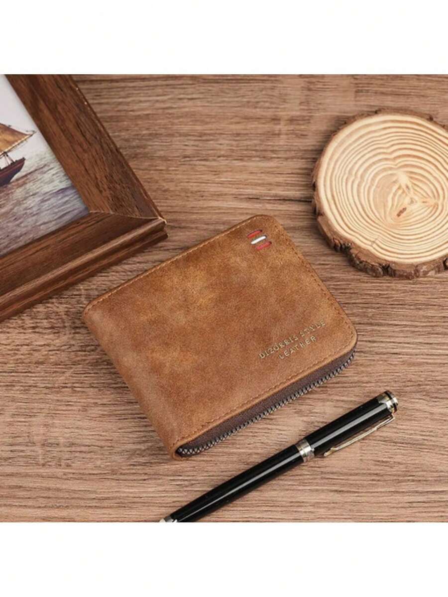 YUQING.FC Cartera Clásica Para Hombre Cartera Retro Con Cremallera #7809