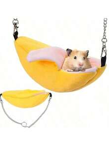 1pc Small Animal Hamster Cotton Banana Hammock, Cute Banana Shaped Hanging Nest, Warm Home For Small Rodents - View 1