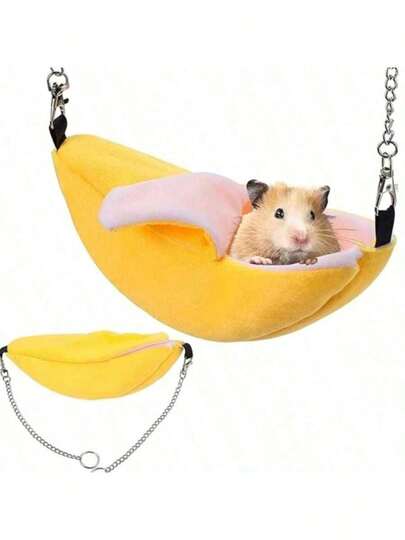 1pc Small Animal Hamster Cotton Banana Hammock, Cute Banana Shaped Hanging Nest, Warm Home For Small Rodents