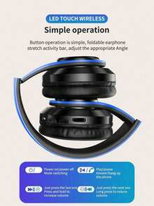 B39 RGB Lighting Wireless Headphones, Gaming Headset With Deep Bass, HIFI Sound Quality, Super Long Battery Life, Compatible With Apple, , Android, 150mAh - Blue - View 5