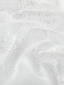 1pc/2pcs,Elegant Leaf Embroidery Sheer Curtains - Lightweight Transparent Window Drapes For Bedroom Living Room (White) - 1PC - View 8