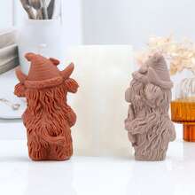 Zhonghui Mold 3D苏格兰高地牛硅胶模具创意心形蝴蝶结小牛香薰蜡烛模具扩香器石石膏树脂手工皂DIY材料 - 牛 - 查看 4