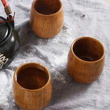 Natural Wood Cup & Spoon Set - 130ml Handcrafted Wooden Mug For Coffee, Tea, Milk, Ideal Gift - Random Color - View 5