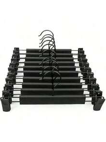 10/20pcs Pants Hanger Adjustable Anti-Rust Clip Pants, Skirts, Clothes Hanger (Black) - Multicolor - View 6