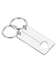 Customized Stainless Steel INS Style Accessories Date Heart-Shaped Couple Keychain, Convenient To Carry, Customized Date And Name, Romantic Valentine's Day Gift, Anniversary Gift - M - View 9