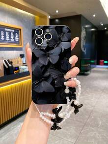 1个黑色TPU材质蝴蝶图案防震全包手机壳，搭配1条黑色蝴蝶结珍珠腕带，时尚百搭创意全包手机壳，兼容三星A14/A54/A56/A31 4G/A23、A98、S24、S25 Ultra、A5/13C/14C、Note 14/15 Pro 4G、K60 Ultra等机型。 - 彩色 - 查看 2