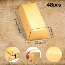 12/24pcs Gold Bar Fake Gold Bar Gift Box, Gold Color Gift Box, Foil Paper Box, Paper Gold Brick, Casino Pirate Theme Party - Multicolor - View 14