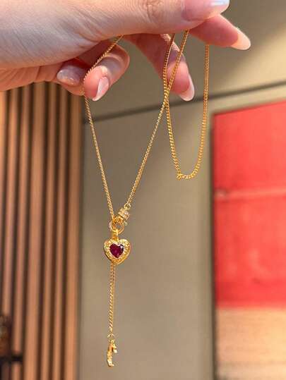 时尚优雅畅销项链，精致微镶锆石四叶花项链，独特奢华锁骨链，女士专属