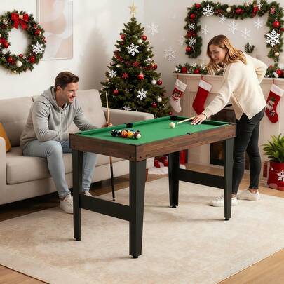  COSTWAY 10-In-1 Combo Game Table Set, Multi Game Table W/ Foosball, Air Hockey, Pool, Ping Pong, Shuffleboard, Bowling, Chess, Checkers, Backgammon, Stackable Combination Table Set For Home, Office, Bar, Brown