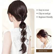 Kẹp tóc đuôi ngựa bằng sợi tổng hợp dệt thủ công sang trọng, kiểu tóc đuôi cá, tết xoắn, buộc thấp, kiểu tóc lười biếng, kẹp chắc chắn phù hợp với mọi loại tóc. - Nhiều màu - Xem 3