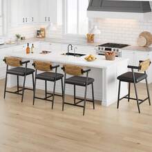 Barstools - Vintage-colored Wooden Backrest - Two-piece Set - View 4