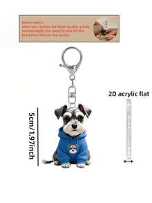 这款2D立体可爱雪纳瑞犬吊坠，身穿蓝色卫衣，采用趣味十足的2D立体亚克力小狗设计。这款萌宠狗狗钥匙扣适合装饰手提包、钱包，是一款多功能钥匙扣和钥匙圈装饰品，可用于汽车钥匙、手机钥匙、背包、钱包等，是宠物爱好者的时尚配饰，也是母亲节和开学季的理想之选。 - 彩色 - 查看 9