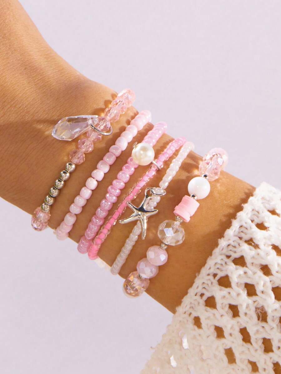 6pcs/Set Exquisite Versatile Bohemian Style Bracelet Set, Suitable For Men And Women, Elegant Gift - Multicolor - View 1