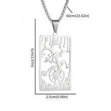 1件男士朋克塔罗牌镂空不锈钢项链 - 銀色 - 查看 5