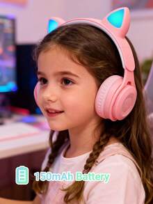Auriculares plegables inalámbricos con orejas de gato y cambio de color, con micrófono integrado, controles táctiles y larga duración de la batería, adecuados para niños/regalos - Multicolor - Ver 2
