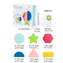 新款几何形状认知堆叠玩具，益智拼图棋盘游戏，适合男孩女孩，创意桌面学习玩具 - 彩色 - 查看 3