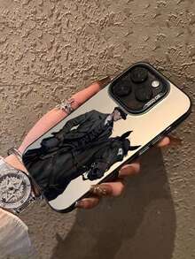 1pc Illustration Gentleman Suit Pattern Phone Case, Matte Anti-Fall Protective Camera Phone Protective Cover, Compatible With IPhone, Compatible With Galaxy - Multicolor - View 2