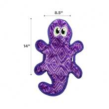 Outward Hound Durablez Medium Gecko Stuffing-Free Squeaky Pl 11ush Dog Toy For Puppies & Dogs - Interactive, Soft Yet Tough, No Mess, Jumbo Squeaker, Long-Lasting Play, 14 Inch, Purple - 紫壁虎 - 查看 7