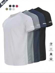 Camiseta Deportiva para Hombre con Diseño Reflectante, Transpirable Secado Rápido, Manga Corta para Gimnasio [2026 Nuevo] - multicolor4 - Ver 12