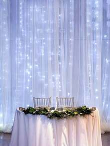 1pc 200 LED 3x2m USB Curtain Lights With Remote Control, Warm White, 8 Modes High Brightness Hanging Decorative Lights, Suitable For Ramadan, Easter, Wedding And Party Decoration - 白光 - 查看 3