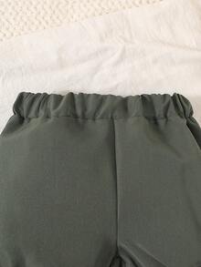 H HIBOBI 2 piezas Conjunto de niño estilo caballero, Mono de polo con estampado de animales de la selva gris + Pantalones cortos con tirantes y corbata de moño verde oscuro, Adecuado para bebés de 0 a 12 meses para fiesta de cumpleaños - Gris - Ver 7