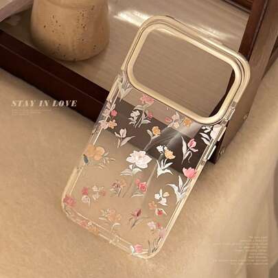 Transparent Phone Case With White Border, Featuring Floral Oil Painting Design, Compatible With Iphone 17, 17 Pro Max, 16, 13, 15 - Delicate, Artistic, Feminine, Geometric, Minimalist,