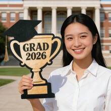 Decoraciones para fiesta de graduación 2026, 1 set de gorra de fieltro, trofeo, pergamino de diploma como accesorios para fotos - graduado - Ver 8