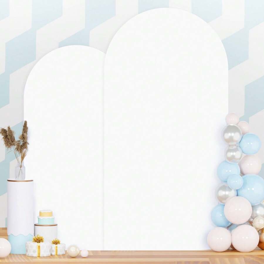 Party Backdrop Arch, Wedding Backdrop Decoration, Available In Various Colors And Sizes. Arched Backdrop, Wedding Backdrop, 6ft, 6.6ft, 7.2ft Wedding Arch Cover Fabric. Suitable For Birthday Party Arch Stands, Backdrop Stands, Bachelorette Parties, Room Decor, Balloon Arch Stands, Center Pieces For Tables, Wedding Decorations, Baby Shower Party Supplies, Gender Reveal Party Supplies, And Graduation Party Supplies. (Backdrop Fabric Sold Separately.) - 白色拱門背景罩 - 查看 1